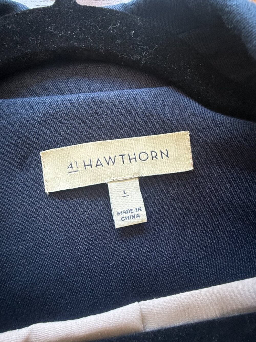 41 Hawthorn Navy Double-Breasted Trench Coat | Women's L | Belted Career Jacket - Picture 4 of 5